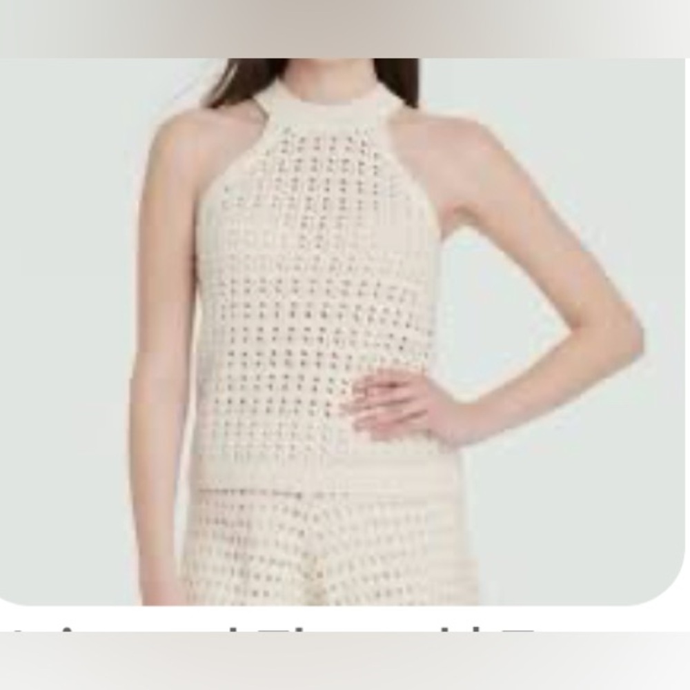 Universal Thread Open Work Halter Tank Top Crewneck